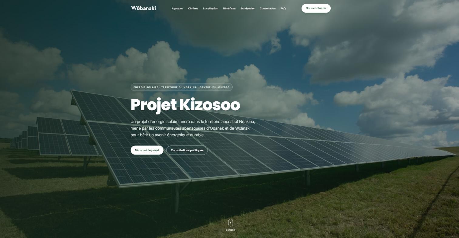Projet Kizosoo website homepage